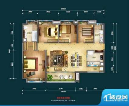 万科金域松湖玛瑙之韵 4室2厅2面积:148.00平米