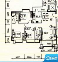 阳光粤港二期14栋三层01户型 3面积:107.88平米