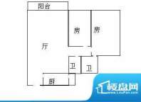 虎门地标 2室 户型图面积:89.00平米