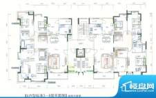 清华居A户型标准3-8层平面图 4面积:193.10平米