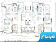 清华居B户型标准2-9平面图 4室面积:157.04平米