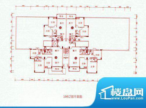 富怡名居14栋2层平面图 2室2厅面积:103.05平米