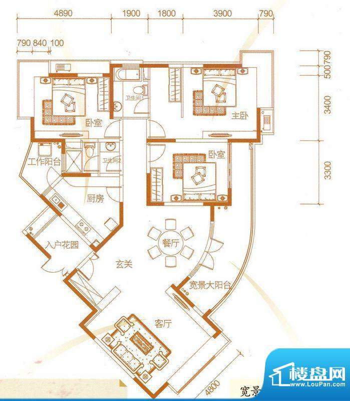 新世纪上河居11-12栋罗兰华府户面积:167.67平米