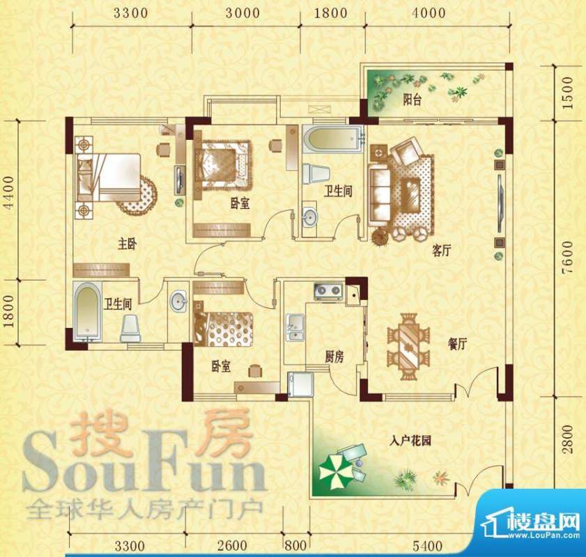 盛世华庭二期满庭芬芳 3室2厅2面积:114.60平米