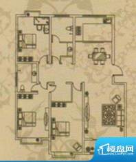 上河园户型图 3室2厅1卫1厨面积:143.34平米