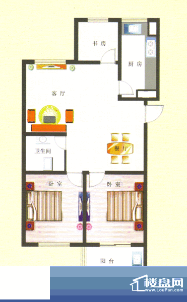 东方明珠户型E 3室2厅1卫1厨面积:120.12平米