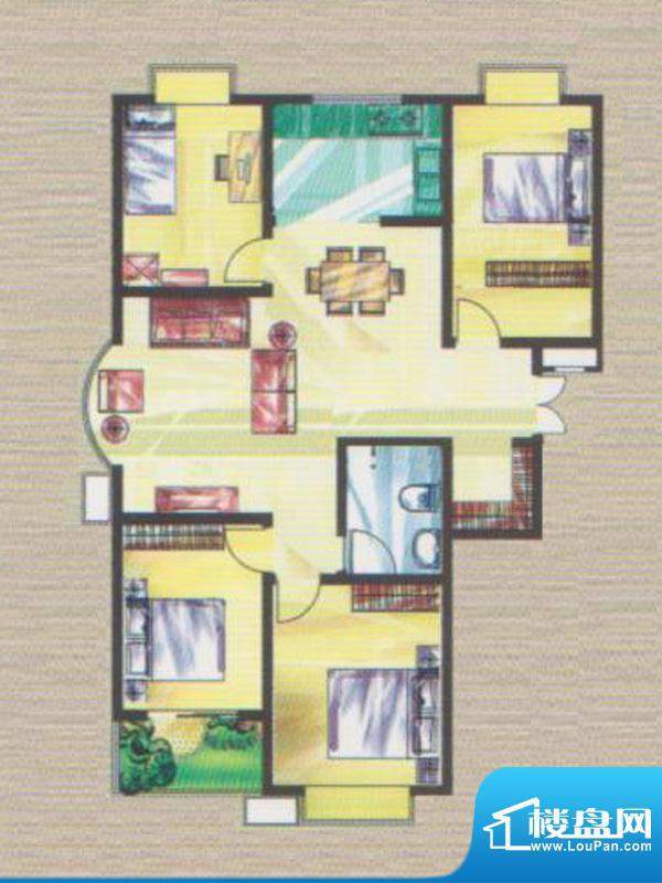 新海枫景3#楼3单元 4室2厅1卫1面积:136.20平米