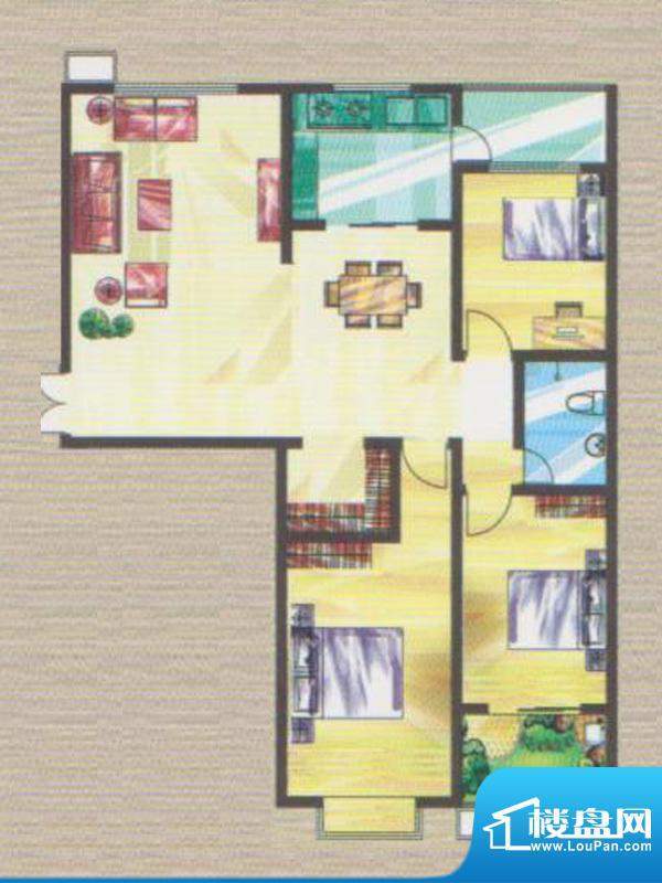 新海枫景3#楼3单元 3室2厅1卫1面积:141.48平米