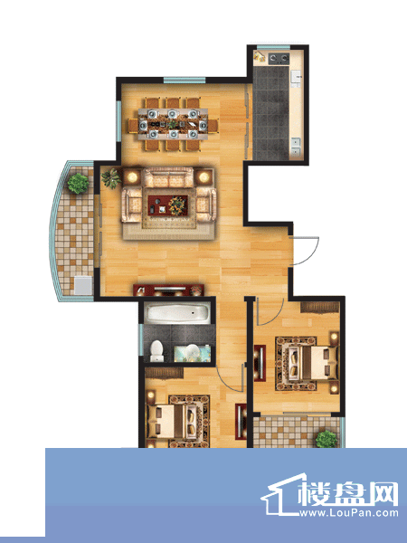 水岸华庭高层住宅户型图 2室2厅面积:128.00平米
