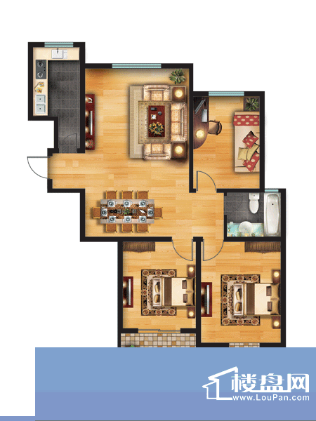 水岸华庭高层住宅户型图 3室2厅面积:120.00平米