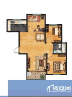 水岸华庭5号楼标准层户型图 3室面积:100.00平米