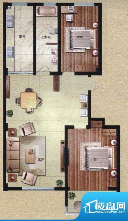 盛华园二期高层住宅 2室2厅1卫面积:123.17平米