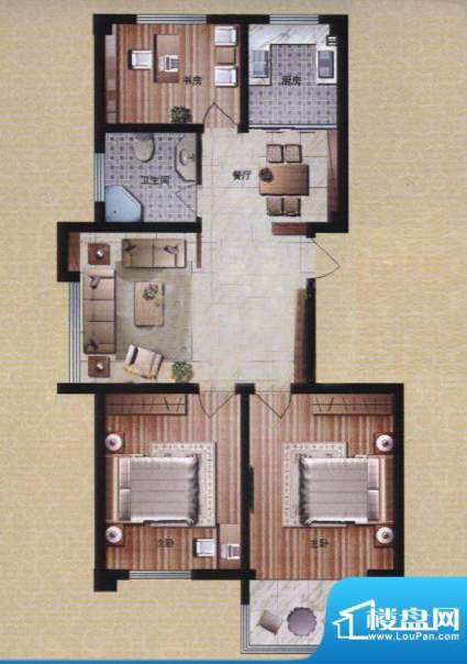 盛华园二期高层住宅 3室2厅1卫面积:112.59平米