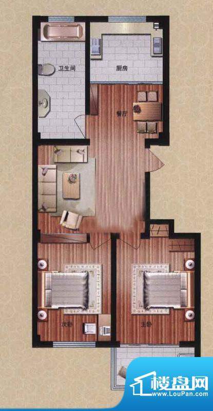 盛华园二期高层住宅 2室2厅1卫面积:106.50平米