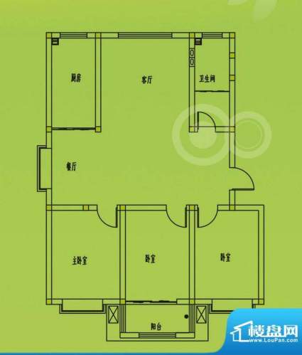 惠和园2号楼标准层户型 3室2厅面积:118.00平米