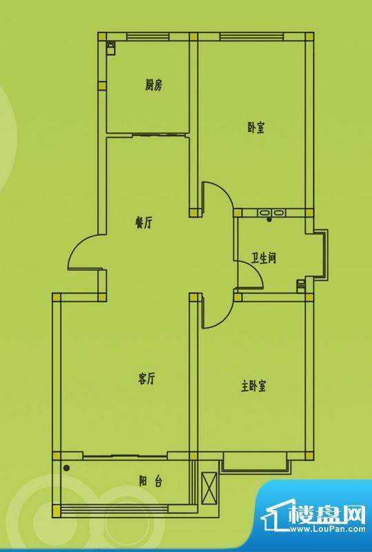 惠和园4号楼标准层户型 2室2厅面积:75.00平米