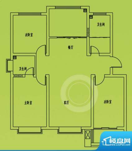惠和园6号楼标准层户型 3室2厅面积:125.00平米