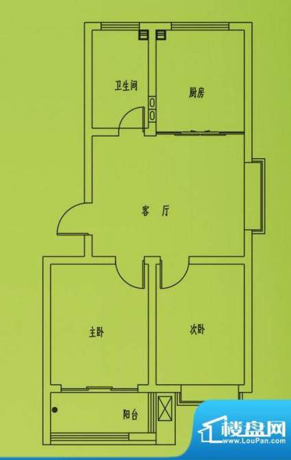 惠和园4号楼标准层户型 2室1厅面积:75.00平米
