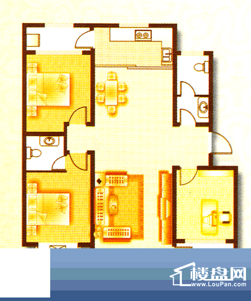 美丽华小区户型(2) 3室2厅2卫1面积:131.00平米