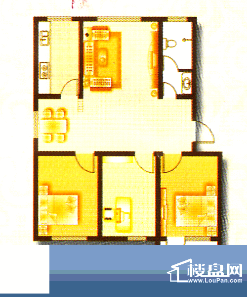 美丽华小区户型(3) 3室2厅1卫1面积:101.00平米