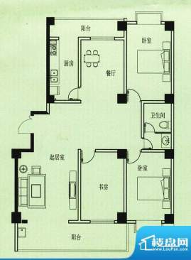 五洲花园户型图 3室2厅1卫1厨面积:139.00平米