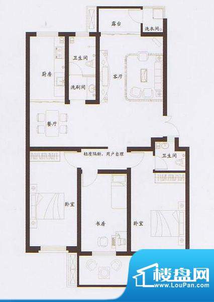 金鸾御景城翰林府4户型 3室2厅面积:141.00平米