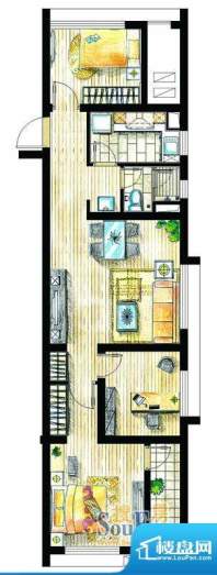 香溪左岸理想空间公寓C户型 3室面积:66.00平米