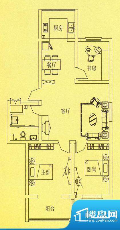 文泰康城A户型 3室2厅1卫1厨面积:112.00平米