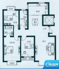 豪绅嘉苑A5F户型 3室2厅2卫1厨面积:135.00平米