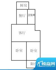 淮海水岸春天 2室 户型图面积:96.00平米