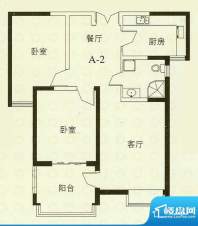 华辰丽景A2户型 2室2厅1卫1厨面积:92.65平米