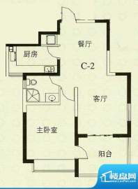 华辰丽景C2户型 1室2厅1卫1厨面积:79.13平米