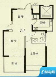 华辰丽景C3户型 2室2厅1卫1厨面积:92.28平米