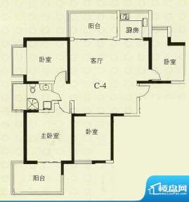 华辰丽景C4户型 3室2厅1卫1厨面积:115.43平米