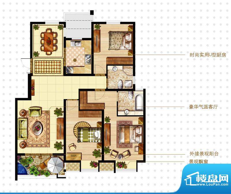 国信龙湖世家3#、5#、7#楼户型面积:133.00平米