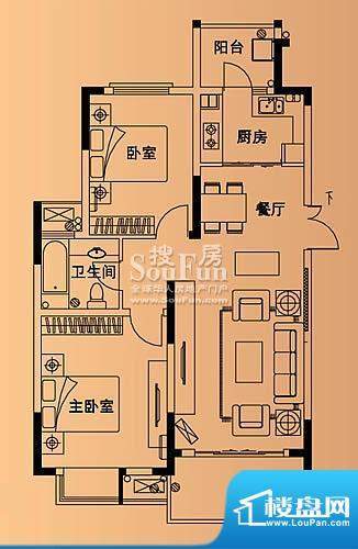 国信龙湖世家花园两房 2室2厅1面积:86.00平米