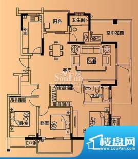 国信龙湖世家王景三房 3室2厅2面积:124.00平米