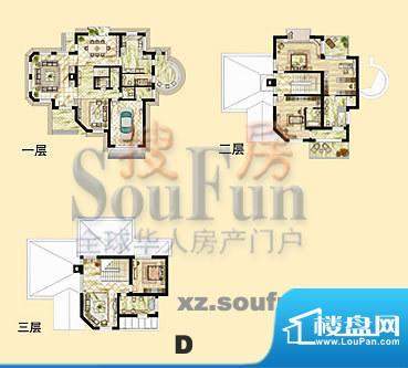 湖森堡D户型 6室4厅3卫1厨面积:387.00平米