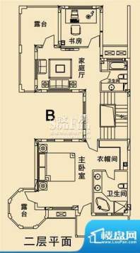 开元麓郡B户型二层平面 4室3厅面积:312.33平米
