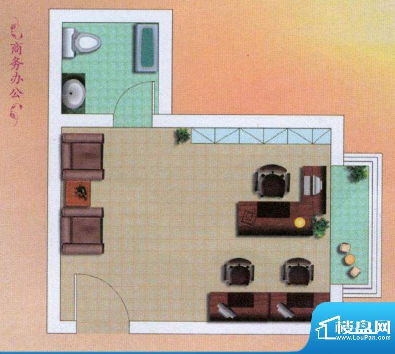 天山绿洲商务办公A2户型 1室1厅面积:25.30平米