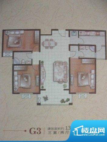 郡望花园 3室 户型图面积:130.00平米