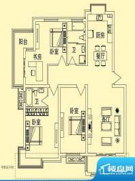 舜江碧水豪园C户型图 3室2厅2卫面积:130.72平米