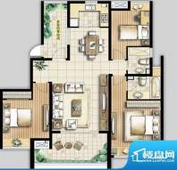 天地华城B2户型 3室2厅2卫1厨面积:128.00平米