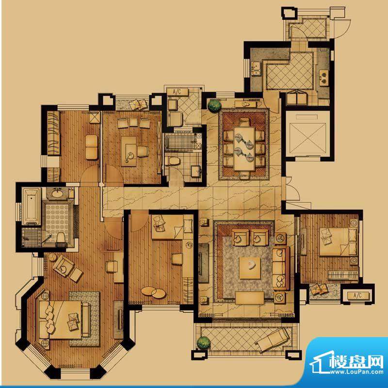 珑庭一期3#楼C1户型 5室2厅2卫面积:190.00平米