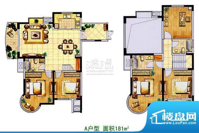 金色森林复式A 5室2厅3卫1厨面积:181.00平米