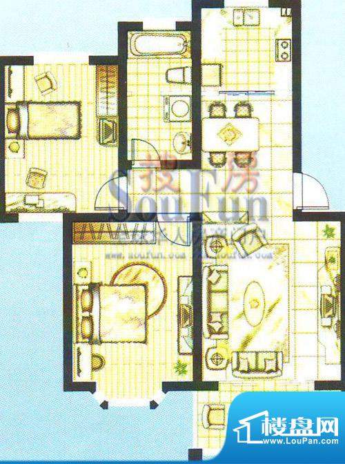 江南春堤两房两厅（已售完） 2面积:91.33平米