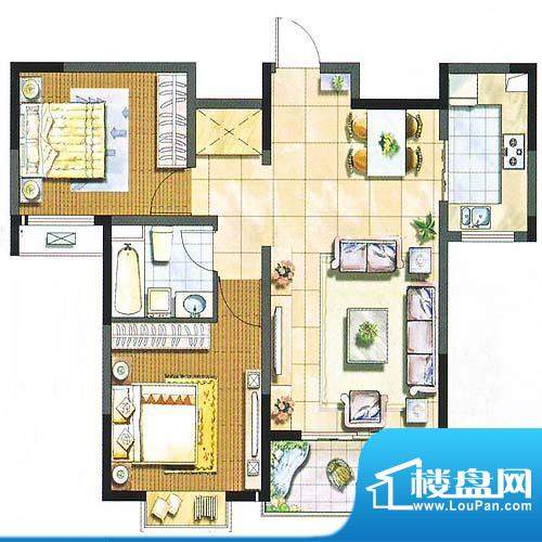汉城国际B2（已售完） 2室2厅1面积:89.00平米