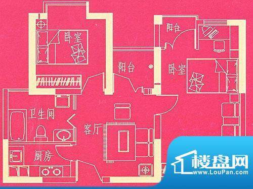 东方国际广场公寓户型 C 2室2厅面积:72.90平米