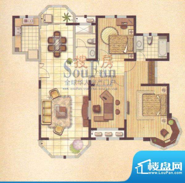衡山城B-2　已售完 3室2厅2卫面积:143.00平米
