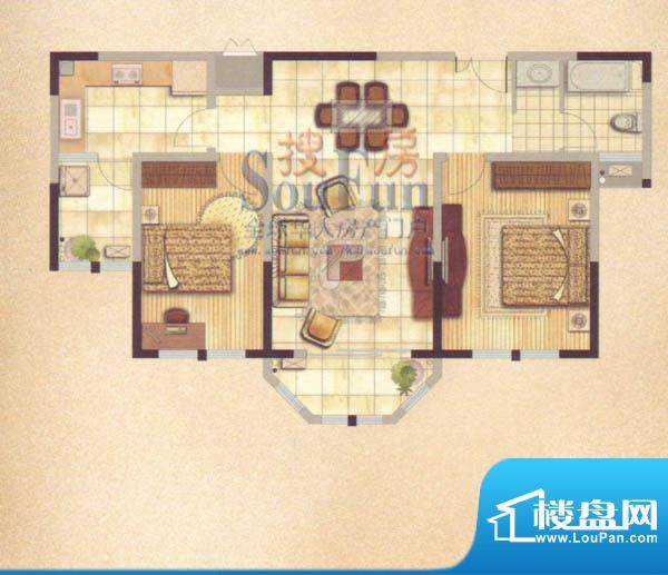 衡山城A-3　已售完 2室2厅1卫面积:102.00平米